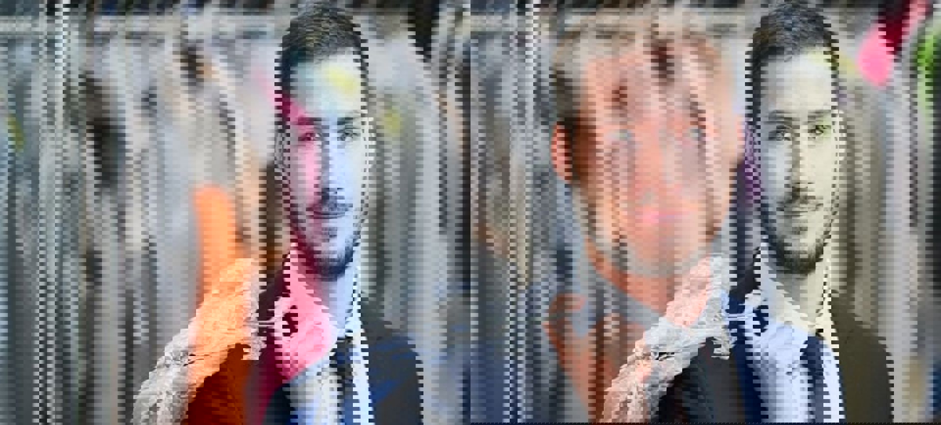 Man Smiles While Holding Dry Cleaning Min Min