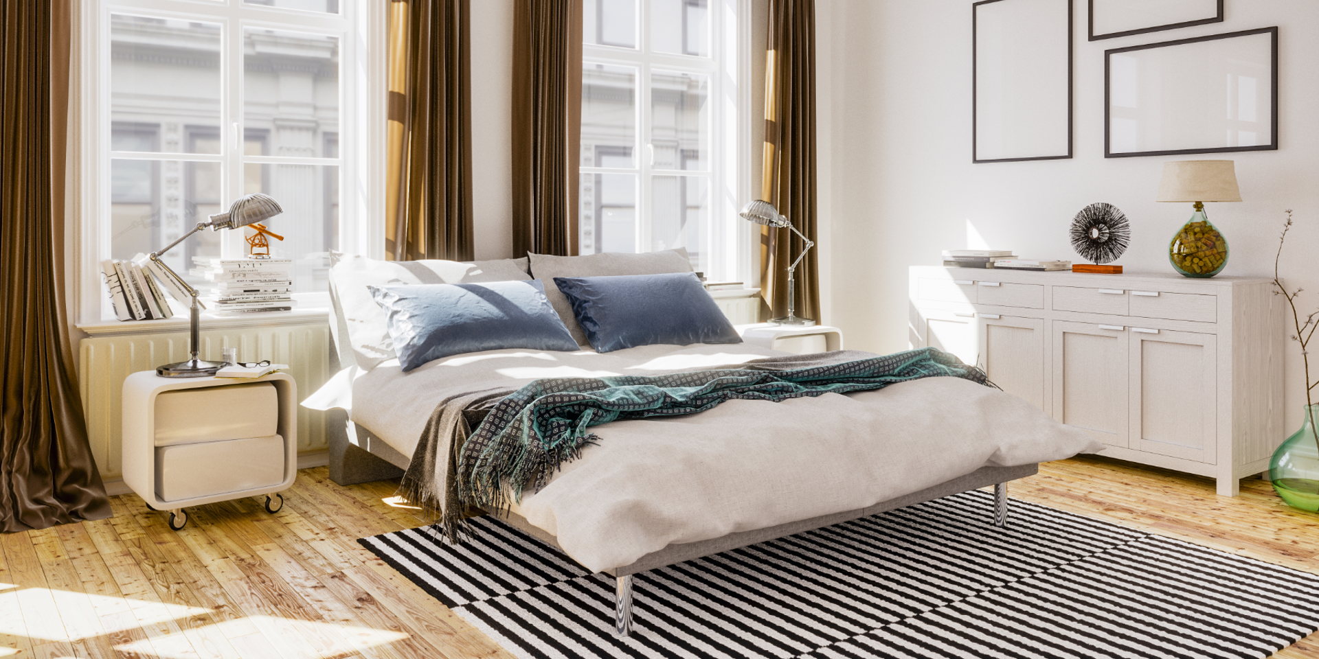 Airbnb Laundry With Striped Rug 1800X900